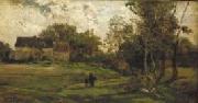 Charles-Francois Daubigny Landschap met boerderijen en bomen. Sweden oil painting artist